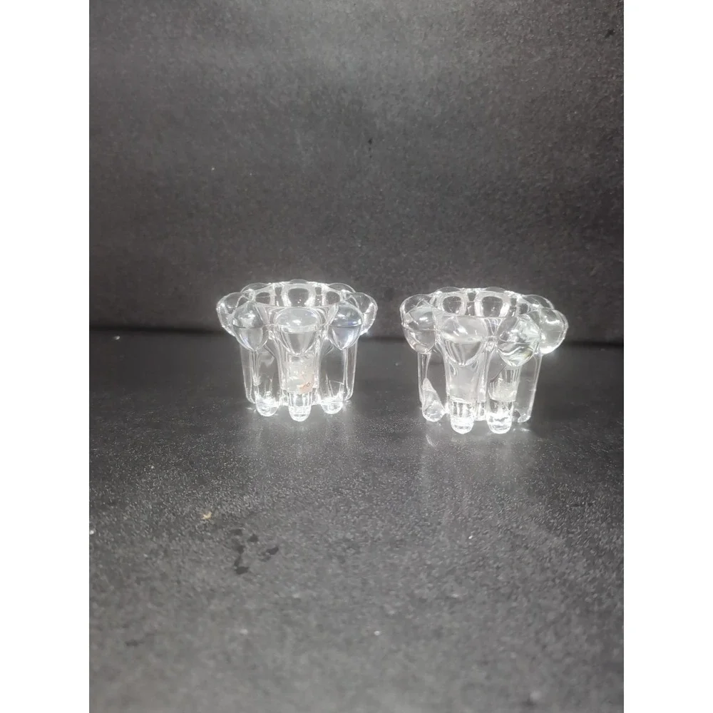 Reims Bubble Glass Candle Votive Set, Clear Glass Holders, Candlelight, Set of 2